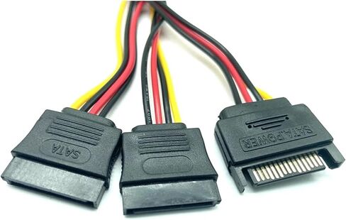 SATA II DISK POWER 15PIN SATA MALE إلى أنثى 2 من الإناث 15PIN POWER HDD SPLITTER H &*igh qu> ality y 1 to 2 extension cable 18cm (1 male to 2 female) in Saudi Arabia