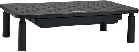 TRIPP LITE Single Monitor Riser Stand للمكتب مع درج التخزين ، والطول القابل للتعديل ، والبناء المعدني مع فتحات تدفق الهواء وأقدام المطاط ، والأسود ، و 15 × 9 بوصة منصة ، وضمان 5 سنوات (MR159D) in Saudi Arabia