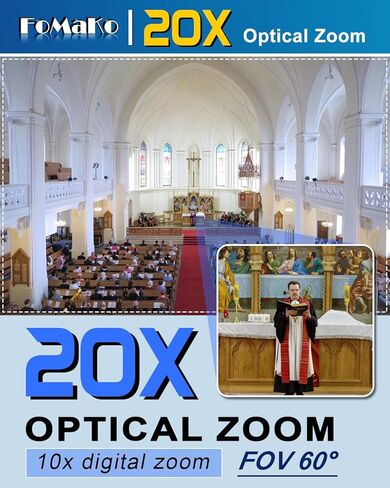 FoMaKo 20x Optical Zoom NDI PTZ Camera, AI Auto-Tracking Gen 3, for Sports Events Including Football, Basketball, and Other Ball Games Live Streaming (FMK20UH NDI-BX2+KC602) in Saudi Arabia