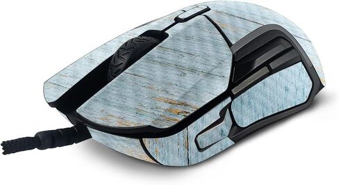 MightySkins Carbon Fiber Skin Compatible with SteelSeries Rival 5 Gaming Mouse - Distressed Wood | Protective, Durable Textured Carbon Fiber Finish | Easy to Apply and Change Styles | Made in The USA in Saudi Arabia