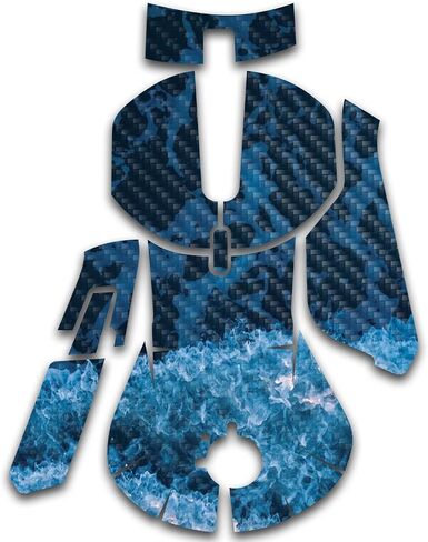 MightySkins Carbon Fiber Skin Compatible with SteelSeries Rival 5 Gaming Mouse - Ocean Waves | Protective, Durable Textured Carbon Fiber Finish | Easy to Apply and Change Styles | Made in The USA in Saudi Arabia