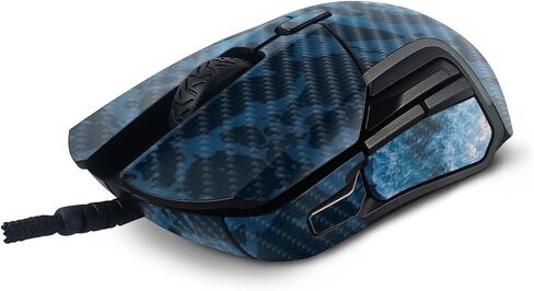 MightySkins Carbon Fiber Skin Compatible with SteelSeries Rival 5 Gaming Mouse - Ocean Waves | Protective, Durable Textured Carbon Fiber Finish | Easy to Apply and Change Styles | Made in The USA in Saudi Arabia