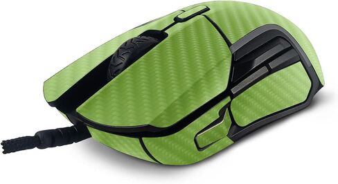 MightySkins Carbon Fiber Skin Compatible With SteelSeries Rival 5 Gaming Mouse - Solid Lime Green | Protective, Durable Textured Carbon Fiber Finish | Easy To Apply and Change Styles | Made in the USA in Saudi Arabia