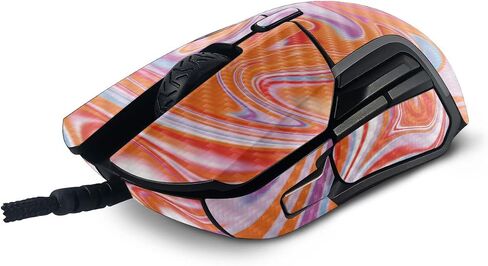 MightySkins Carbon Fiber Skin Compatible with SteelSeries Rival 5 Gaming Mouse - Orange Swirl | Protective, Durable Textured Carbon Fiber Finish | Easy to Apply and Change Styles | Made in The USA in Saudi Arabia