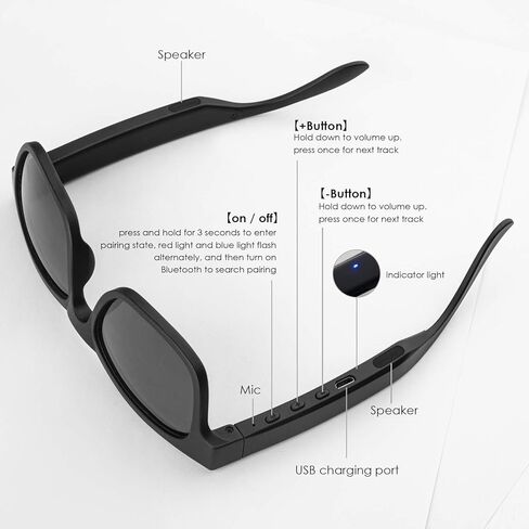 SMART AUDIO Bluetooth Sunglasses IPX4 مقاوم للماء UV400 UV400 استقطاب سماعات رأس المال اللاسلكية مكبر صوت Sunglass in Kuwait