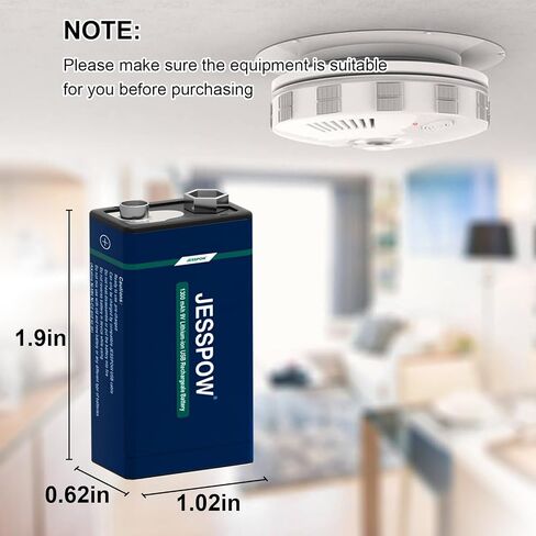 8 Pack Rechargeable 9 Volt Batteries USB Rechargeable, High Capacity 1300mAh 9V Lithium Battery with Type C Charging Cable for Electric Guitar, Microphone,Smoke Alarms Detector,Household and More in Saudi Arabia