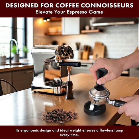 58mm Coffee Tamper - Premium Stainless Steel Espresso Press with Flat Base, Spring Loaded, Ergonomic Handle for Barista-Quality Espresso & Consistent Tamping, Perfect for Home & Commercial Use in Saudi Arabia