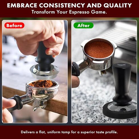 58mm Coffee Tamper - Premium Stainless Steel Espresso Press with Flat Base, Spring Loaded, Ergonomic Handle for Barista-Quality Espresso & Consistent Tamping, Perfect for Home & Commercial Use in Saudi Arabia