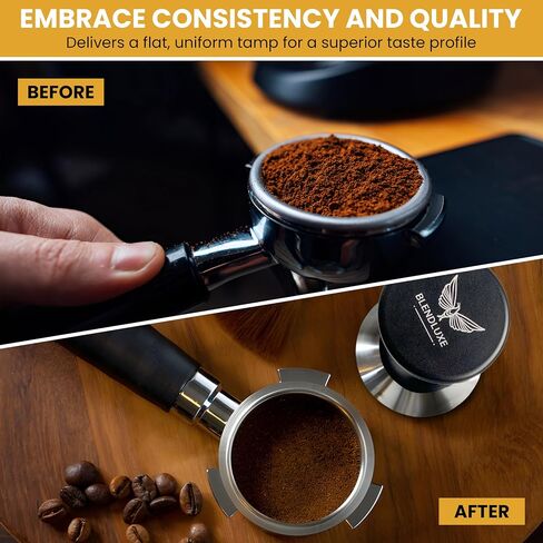 58mm Coffee Tamper - Premium Stainless Steel Espresso Press with Flat Base, Spring Loaded, Ergonomic Handle for Barista-Quality Espresso & Consistent Tamping, Perfect for Home & Commercial Use in Saudi Arabia