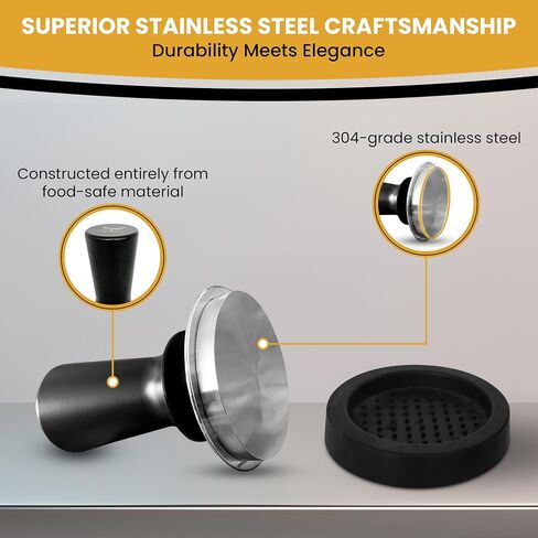 58mm Coffee Tamper - Premium Stainless Steel Espresso Press with Flat Base, Spring Loaded, Ergonomic Handle for Barista-Quality Espresso & Consistent Tamping, Perfect for Home & Commercial Use in Saudi Arabia