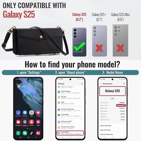 حقيبة محفظة Leedia Crossbody لـ Galaxy S25 للنساء ، PU Leather Flip مع حامل بطاقة [RFID] in Saudi Arabia