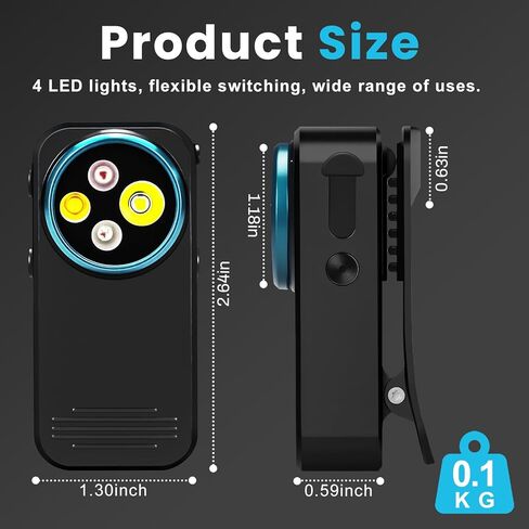 مصباح يدوي EDC المطورة ، 600 لومينات قابلة لإعادة الشحن مع شحن النوع C ، 4 مصباح يدوي فائق الخفيفة مع قاعدة مغناطيسية للتخييم ، ركوب الدراجات ، استخدام المصابيح الأمامية ، تحذير السلامة in Kuwait