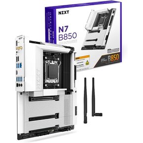 NZXT N7 B850 - AMD B850 AM5 ATX Gaming Motherboard لـ Ryzen 9000/8000/7000-16+2+1 ، DDR5 ، 3x M.2 ، PCIe 5.0 ، Wi -Fi 6E ، 2.5GBE LAN - M.2 NVME مع مزلاج سريع للإطلاق - غطاء كامل - أبيض - أبيض in Kuwait