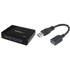 StarTech.com 4-Port USB 3.0 SuperSpeed Hub with Power Adapter - 5Gbps & 6in Short USB 3.0 (5Gbps) Extension Adapter Cable (USB-A Male to USB-A Female) in Kuwait