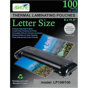 Apache Laminating Pouches 10 mil, for 8.5 x 11 inch Letter Size Paper 9 x 11.5 inch Sheets, 100 Pack in Kuwait