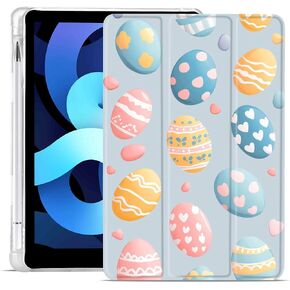 MAYCARI Cross Flowers Fashion Case for iPad 10.9 inch 2022 with Pencil Holder, Easter Original Pattern iPad 10th Generation Soft TPU Back Protective Cover Shell, Auto Sleep/Wake Slim Shell - White in Saudi Arabia
