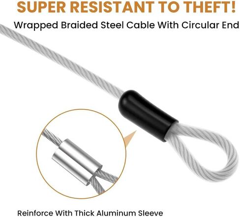 10FT 5mm Stainless Steel Security Cable Lock, Steel Coated Braided Double Loop Flexible Wire Rope for Bicycles, Luggage, Gates & Outdoor Equipment (1 Pack) in Kuwait