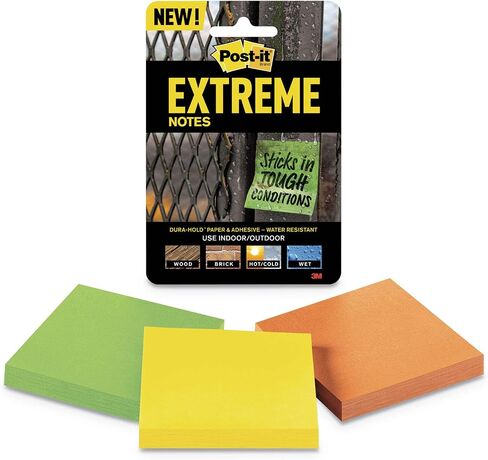 ملاحظات Post-it Extreme، تعمل في الهواء الطلق، تزيل بشكل نظيف، تلتصق حيث لا يمكن للملاحظات الأخرى، برتقالي، 3 × 3 بوصة، 3 وسادات/عبوة، 45 ورقة/وسادة (EXTRM33-3TRYOG) in Saudi Arabia