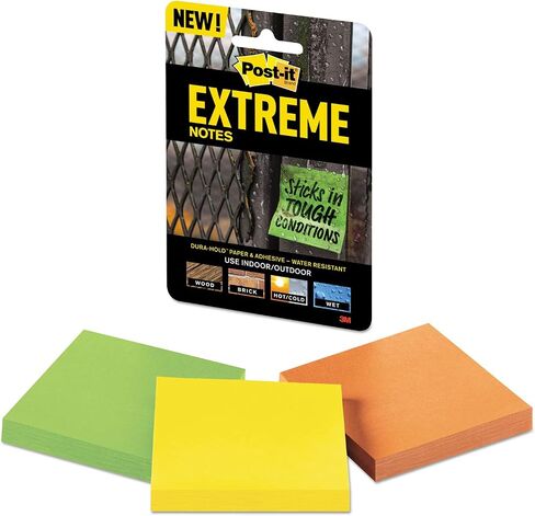 ملاحظات Post-it Extreme، تعمل في الهواء الطلق، تزيل بشكل نظيف، تلتصق حيث لا يمكن للملاحظات الأخرى، برتقالي، 3 × 3 بوصة، 3 وسادات/عبوة، 45 ورقة/وسادة (EXTRM33-3TRYOG) in Saudi Arabia
