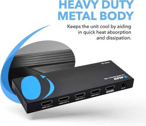 اوري موزع HDMI 1 في 4 خارج، 4K @ 60Hz 2.0 HDMI مقسم 2.0 بمنفذين مع اتش دي سي بي 2.2 فل الترا اتش دي سي بي 2.2، 18 جيجابايت في الثانية وثلاثي الابعاد يدعم التحكم في EDID in Kuwait