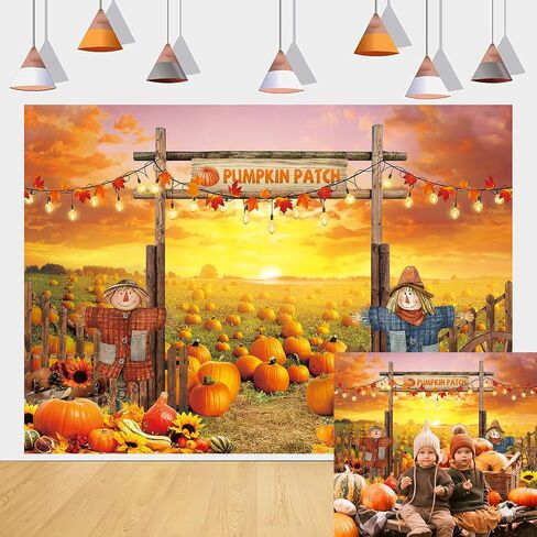 Fall Backdrop Autumn Pumpkin Patch Photography Background for Autumn Birthday Baby Shower Thanksgiving Party Decorations Supplies Halloween Photo Banner (7x5FT（210x150cm）) in Kuwait