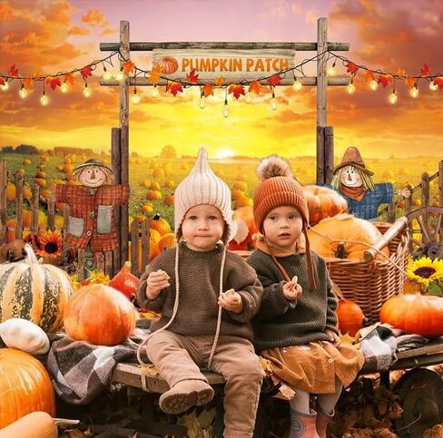 Fall Backdrop Autumn Pumpkin Patch Photography Background for Autumn Birthday Baby Shower Thanksgiving Party Decorations Supplies Halloween Photo Banner (7x5FT（210x150cm）) in Kuwait
