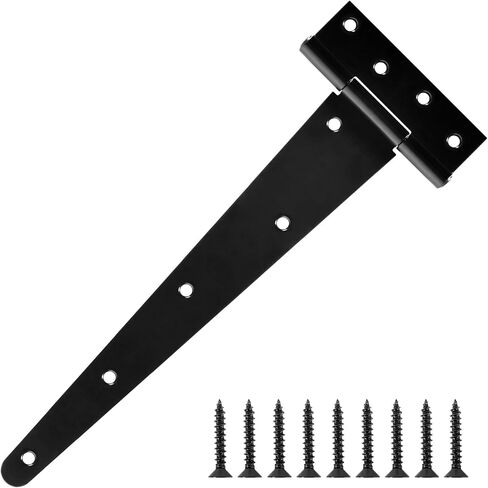 12 Inch Shed Door Hinges T-Strap Gate Hinge Heavy Duty 2 Pack Barn Farm Fence Tee Hinges for Doors Outdoor Kitchen Wood Cabinet Interior Exterior Window Bar Shop Matte Blake Door Hinge Hardware Kit in Saudi Arabia