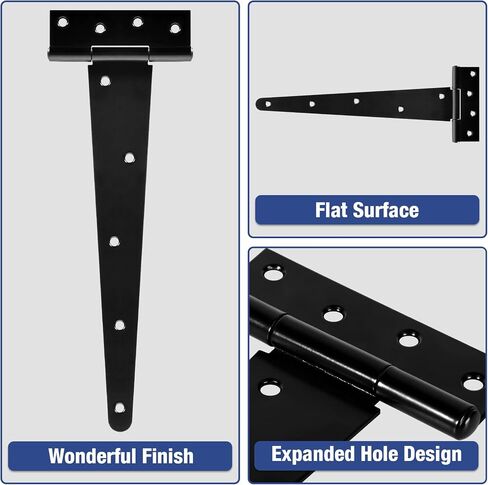 12 Inch Shed Door Hinges T-Strap Gate Hinge Heavy Duty 2 Pack Barn Farm Fence Tee Hinges for Doors Outdoor Kitchen Wood Cabinet Interior Exterior Window Bar Shop Matte Blake Door Hinge Hardware Kit in Saudi Arabia