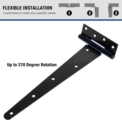 12 Inch Shed Door Hinges T-Strap Gate Hinge Heavy Duty 2 Pack Barn Farm Fence Tee Hinges for Doors Outdoor Kitchen Wood Cabinet Interior Exterior Window Bar Shop Matte Blake Door Hinge Hardware Kit in Saudi Arabia