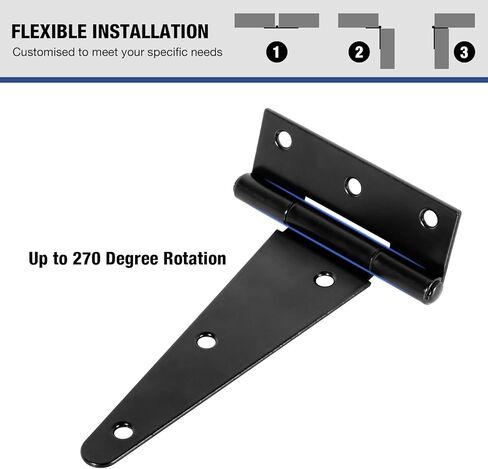 12 Inch Shed Door Hinges T-Strap Gate Hinge Heavy Duty 2 Pack Barn Farm Fence Tee Hinges for Doors Outdoor Kitchen Wood Cabinet Interior Exterior Window Bar Shop Matte Blake Door Hinge Hardware Kit in Kuwait