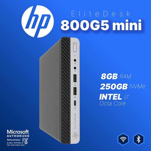 HP Elitedesk 800 G5 Mini PC | Intel Core i7 | ذاكرة الوصول العشوائي 8 جيجابايت | 250 غيغابايت NVME | Windows 11 Pro | wifi | Bt in Kuwait