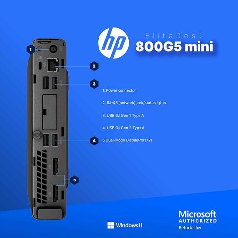 HP Elitedesk 800 G5 Mini PC | Intel Core i7 | ذاكرة الوصول العشوائي 8 جيجابايت | 250 غيغابايت NVME | Windows 11 Pro | wifi | Bt in Kuwait