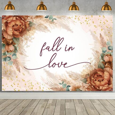 Mehofond 7x5ft Fall in Love Backdrop Autumn Burn Flowers Flowers زهور الزفاف ديكور بانر فول الزفاف الزفاف بامباس العشب المجفف بورجوندي وردة دش الدش الفوتوغرافي in Kuwait