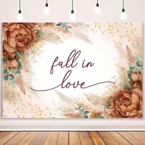 Mehofond 7x5ft Fall in Love Backdrop Autumn Burn Flowers Flowers زهور الزفاف ديكور بانر فول الزفاف الزفاف بامباس العشب المجفف بورجوندي وردة دش الدش الفوتوغرافي in Kuwait