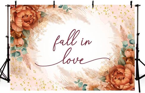Mehofond 7x5ft Fall in Love Backdrop Autumn Burn Flowers Flowers زهور الزفاف ديكور بانر فول الزفاف الزفاف بامباس العشب المجفف بورجوندي وردة دش الدش الفوتوغرافي in Kuwait