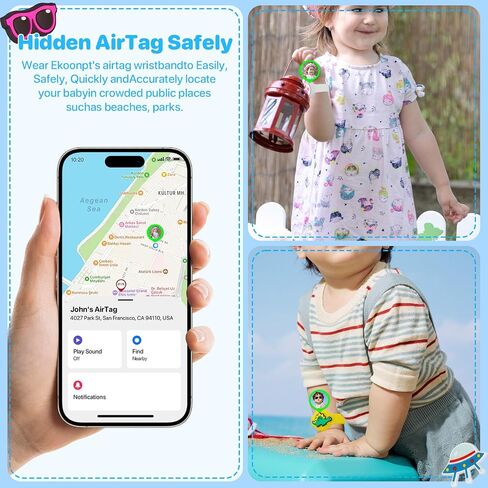 RFUNGUANGO Children's Wristband AirTag Bracelet, Cute Cartoon Children's AirTag Bracket, Full Coverage Hidden Design, Healthy Nylon Material?Crown? in Kuwait