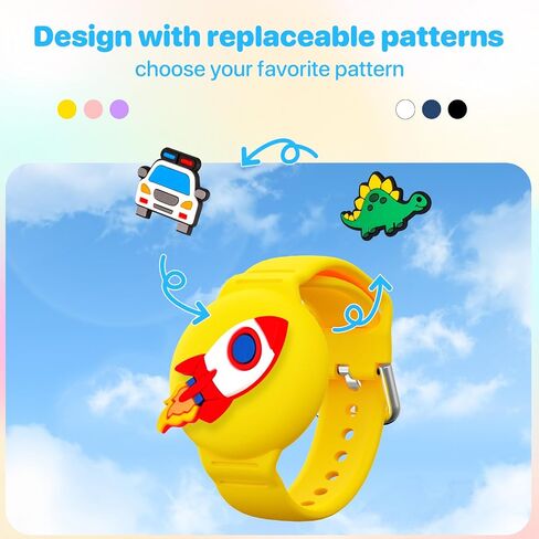 RFUNGUANGO Children's Wristband AirTag Bracelet, Cute Cartoon Children's AirTag Bracket, Full Coverage Hidden Design, Healthy Nylon Material?Crown? in Kuwait