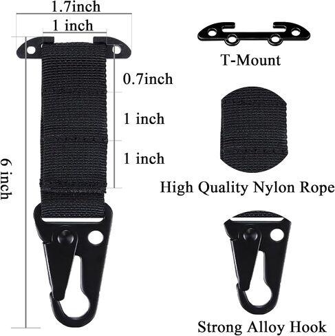 Tactical MOLLE Clip with Clash Hook Hanging Carabiner T-Mount Belt Clip for Duty Belt Gloves Key Clip Tactical Gear Clip Molle System Accessories 2Pcs in Saudi Arabia