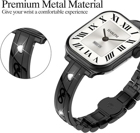 نطاقات رقيقة من الفولاذ المقاوم للصدأ متوافقة مع Apple Watch 38mm 40mm 41mm 42mm (سلسلة 11/10) للنساء ، حزام المعادن الأنيق الماس لسلسلة Iwatch 9 8 7 6 5 4 3 2 1 Se3/2/1 ، Silver in Kuwait