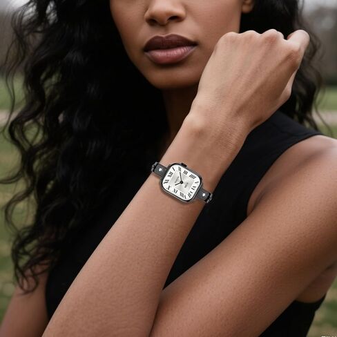 نطاقات رقيقة من الفولاذ المقاوم للصدأ متوافقة مع Apple Watch 38mm 40mm 41mm 42mm (سلسلة 11/10) للنساء ، حزام المعادن الأنيق الماس لسلسلة Iwatch 9 8 7 6 5 4 3 2 1 Se3/2/1 ، Silver in Kuwait