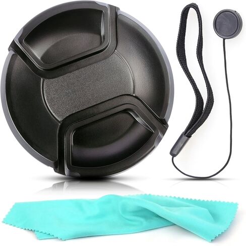 Front Center Pinch Lens Cap Cover Protector + Cap Keeper + Cleaning Cloth for Nikon AF Nikkor 28-200mm f/3.5-5.6D Zoom Lens in Saudi Arabia