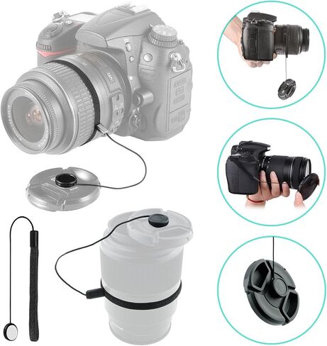 Front Center Pinch Lens Cap Cover Protector + Cap Keeper + Cleaning Cloth for Nikon AF Nikkor 28-200mm f/3.5-5.6D Zoom Lens in Saudi Arabia