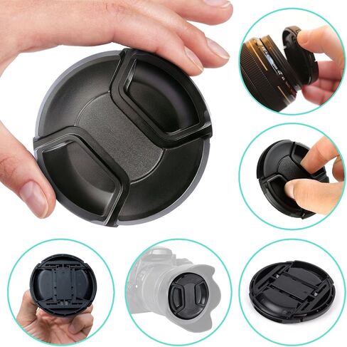 Front Center Pinch Lens Cap Cover Protector + Cap Keeper + Cleaning Cloth for Nikon AF Nikkor 28-200mm f/3.5-5.6D Zoom Lens in Saudi Arabia