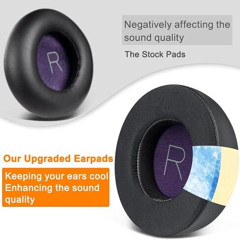 SOULWIT Cooling Gel Replacement Ear Pads Cushions for Plantronics BackBeat Pro Wireless Noise Canceling Headphones, Earpads with Ice Silk Fabric, High-Density Noise Isolation Foam - Black in Saudi Arabia
