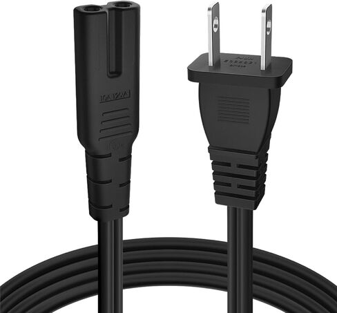 سلك طاقة TNP Universal 2 Prong (1 قدم) (5 حزم) - NEMA 1-15P إلى IEC320 C7 18AWG 18AWG الشكل 8 موصل البندقية التيار المتردد لإمداد الطاقة كابل سلك مقبس التوصيل (أسود) متوافق مع Apple TV، PS4 in Saudi Arabia