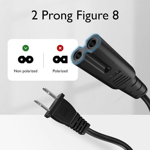 سلك طاقة TNP Universal 2 Prong (1 قدم) (5 حزم) - NEMA 1-15P إلى IEC320 C7 18AWG 18AWG الشكل 8 موصل البندقية التيار المتردد لإمداد الطاقة كابل سلك مقبس التوصيل (أسود) متوافق مع Apple TV، PS4 in Saudi Arabia