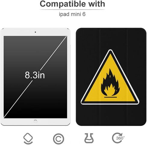 Inflammable Sign Hazardous Case with Pen Holder Slim Lightweight Trifold Stand Compatible with iPad mini 4/5/6 Mini6（8.3in） in Kuwait