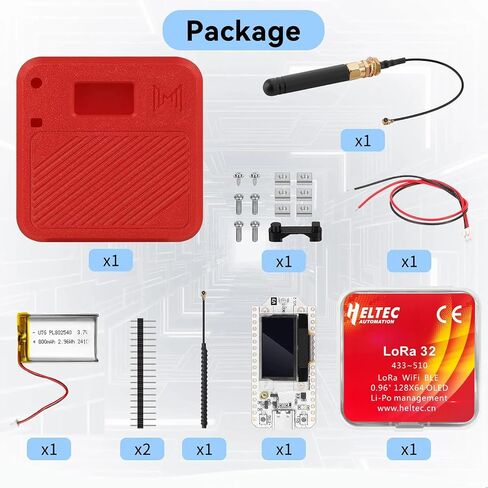 Heltec WiFi Lora 32 لوحة تطوير مع 3000 مللي أمبير في الساعة بطارية Meshtastic Lorawan متوافقة مع ESP32-S3 SX1262 شريحة OLED من النوع C USB IOT Smart Home Wireless Projects Case (N32 Red) in Kuwait