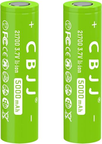 3.7V 21700 بطارية معاد شحنها 5000 مللي أمبير في الساعة سعة كبيرة 3.7 فولت 21700 بطارية قابلة للشحن لمصابيح يدوي إلخ ، 2PACK 3.7 فولت 1009 in Kuwait