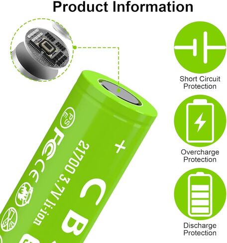 3.7V 21700 بطارية معاد شحنها 5000 مللي أمبير في الساعة سعة كبيرة 3.7 فولت 21700 بطارية قابلة للشحن لمصابيح يدوي إلخ ، 2PACK 3.7 فولت 1009 in Kuwait